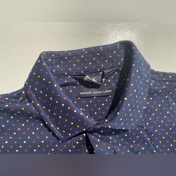 NEW-Size S Mens Hart Schaffner Marx Long Sleeve Button Down Shirt Cotton Navy - Picture 8 of 10